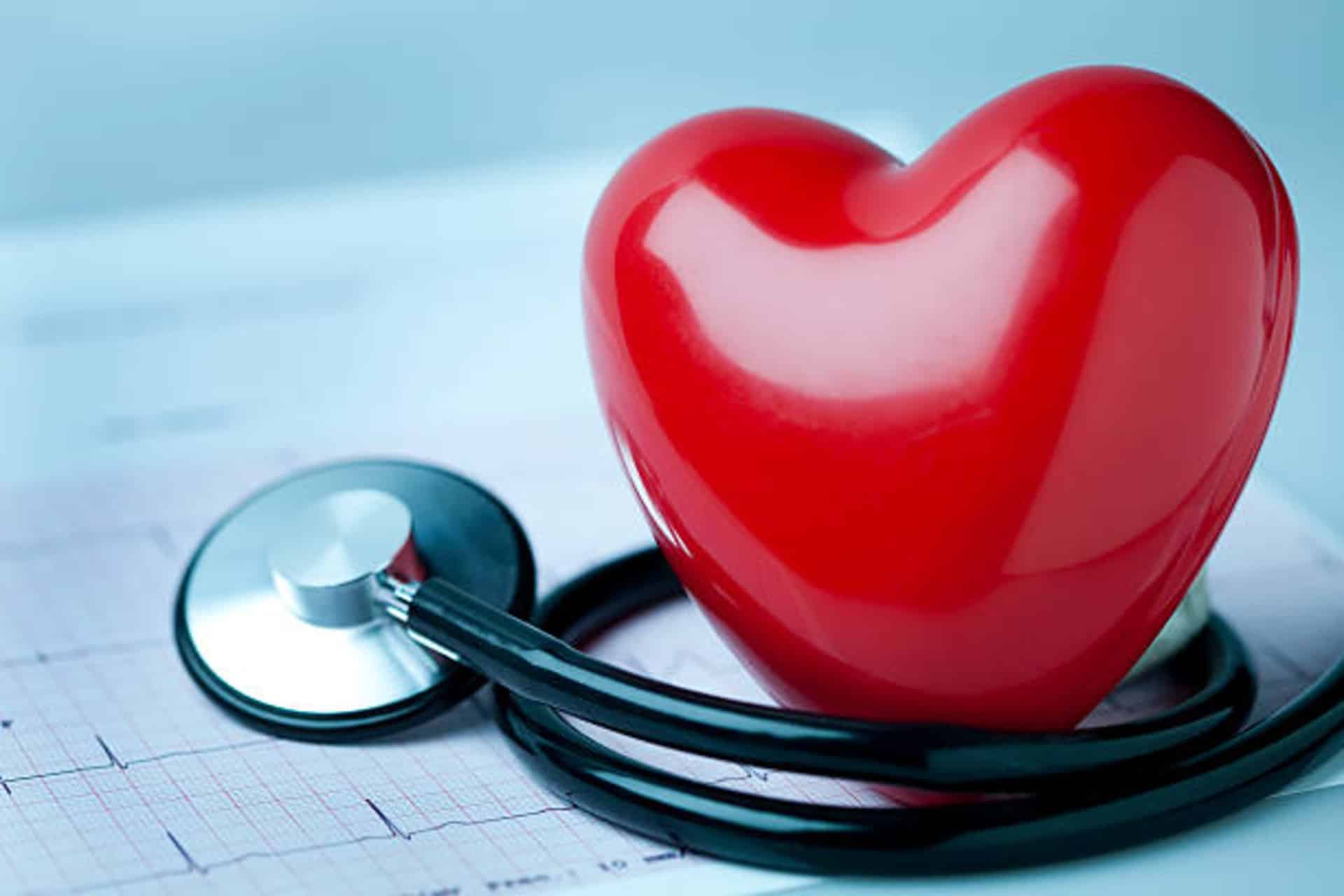 red healthy heart with stetoscope